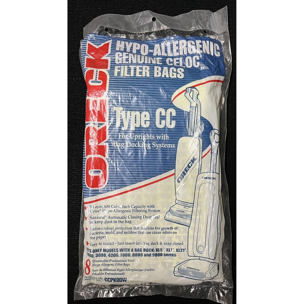 Oreck Type CC Vacuum 7‎ Bags Celoc Hypo-Allergenic For Oreck XL CCPK8DW
